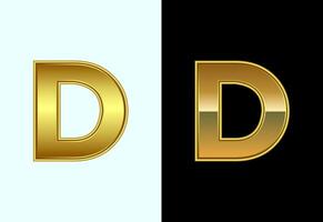 Initial alphabet D in gold color style. Graphic alphabet symbol for corporate business identity vector