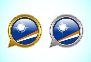 Marshall Islands flag speech bubble. Speaking flag icon in gold and silver color vector