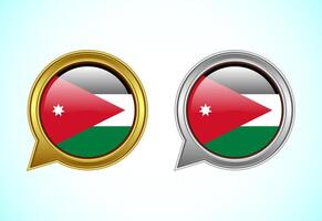 Jordan flag speech bubble. Speaking flag icon in gold and silver color vector
