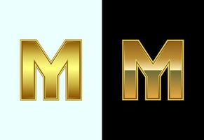 Initial alphabet M in gold color style. Graphic alphabet symbol for corporate business identity vector