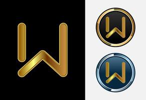 Futuristic alphabet W in gold color style. Graphic alphabet symbol for corporate business identity vector