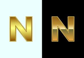 Initial alphabet N in gold color style. Graphic alphabet symbol for corporate business identity vector