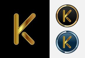 Futuristic alphabet K in gold color style. Graphic alphabet symbol for corporate business identity vector