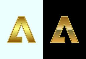 Initial alphabet A in gold color style. Graphic alphabet symbol for corporate business identity vector