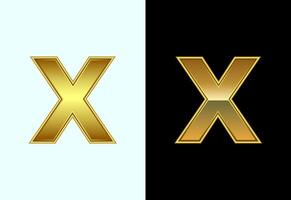 Initial alphabet X in gold color style. Graphic alphabet symbol for corporate business identity vector