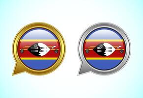 Eswatini flag speech bubble. Speaking flag icon in gold and silver color vector