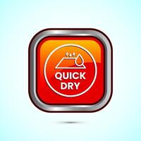 Quick dry icon design illustration. Fast dry cleaning service sign. Orange Color Square Button Design vector