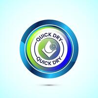 Quick dry icon design illustration. Fast dry cleaning service sign. Glossy Round Button Design vector