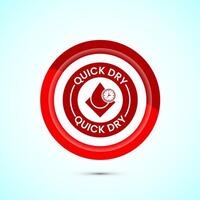 Quick dry icon design illustration. Fast dry cleaning service sign. Red Color Button Design vector