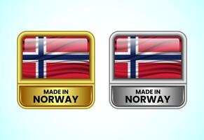 Made in Norway label icon in gold and silver color. Flag icon set for business vector