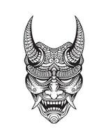 Black and white oni demon mask design. The mask from Japanese culture. Used for coloring book, coloring page, etc vector