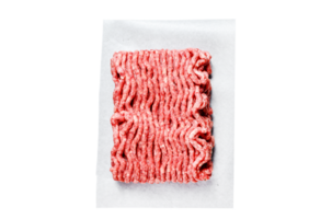 Minced beef. Black background. Top view. Space for text png