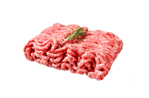 Raw minced pork. Black background. Top view. Space for text png