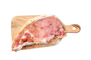 Marinated pork steak cutlet. Gray background. Top view png