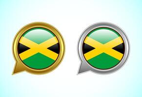 Jamaika flag speech bubble. Speaking flag icon in gold and silver color vector