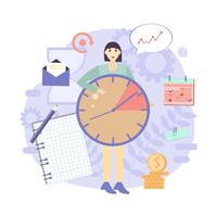 Planning tasks, activities, schedules, working time. Characters people at work. vector