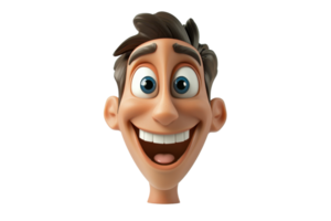 A cheerful cartoon character with large eyes and a wide smile, showcasing a lively and friendly demeanor. png