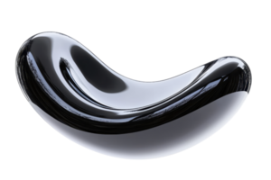 A sleek, glossy, black bean-shaped object with smooth curves and reflective surfaces. png