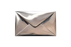 A sleek, metallic envelope with a pointed flap design, reflecting light elegantly. png