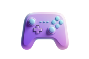 A modern game controller with a sleek design, featuring colorful buttons and a smooth finish. png