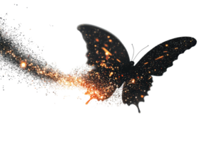 A butterfly composed of shimmering particles, creating a cosmic effect with vibrant colors. png