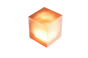 A glowing cube emitting soft light, showcasing a warm, inviting hue. png