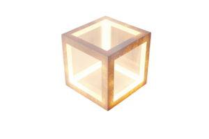 A luminous cube with illuminated edges, showcasing a geometric design that highlights its unique structure. png