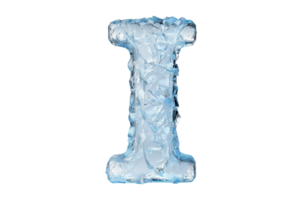 A sculpted ice letter I with intricate textures and a cool blue hue. png