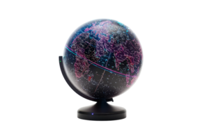 A colorful globe displaying celestial patterns, showcasing stars and constellations in a striking design. png