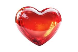A shiny red heart-shaped object with a smooth surface, exuding warmth and affection. png