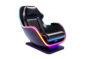 A modern gaming chair featuring sleek design and vibrant LED lighting. png