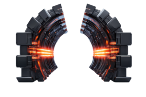 A futuristic portal with glowing orange lights and a metallic design, creating an impression of advanced technology. png