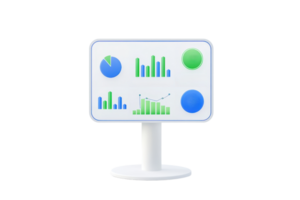 A digital display featuring colorful graphs and charts, showcasing data analysis and visualization. png