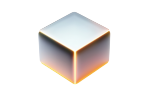 A smooth, glowing cube with a gradient effect, showcasing a blend of colors from light to dark. png