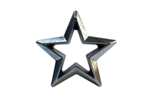 A metallic star-shaped cookie cutter with a distinct design and sharp edges. png