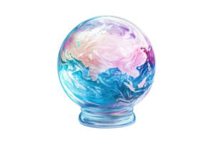 A colorful globe featuring swirling pastel patterns in shades of blue, pink, and white. png