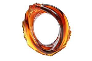 A swirling, amber-colored liquid forms a circular shape, showcasing dynamic movement and glossy texture. png
