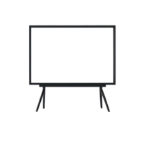 A modern, minimalist frame designed for displaying visuals, featuring a sturdy stand and sleek lines. png