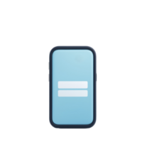A sleek, modern smartphone displaying a simple blue screen with two horizontal white bars. png