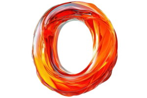A vibrant, swirling orange and red circular shape resembling an artistic loop or ring. png