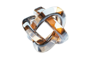 A clear, intertwined sculpture showcasing elegant curves and reflections, creating a captivating visual effect. png