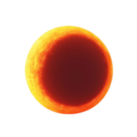 A glowing orange celestial body with a darkened area, resembling a lunar eclipse. png