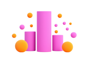 uma vibrante arranjo do Rosa cilíndrico formas e laranja esferas, criando a noivando visual composição. png