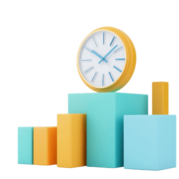 uma colorida relógio é posicionado no topo uma conjunto do vibrante geométrico blocos, exibindo uma moderno Projeto e brincalhão estética. png