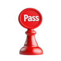 A red stamp with the word Pass prominently displayed on its circular top. png