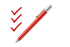 A sleek red pen with a silver clip, designed for smooth writing and precise lines. png