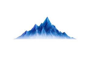 A majestic blue mountain peak with sharp edges and a smooth, shaded base, conveying a sense of grandeur and tranquility. png