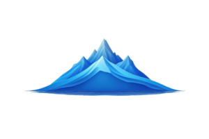 A stylized blue mountain with sharp peaks and smooth curves, representing a serene and majestic landscape. png