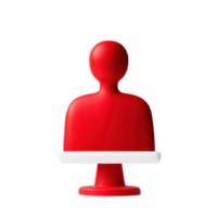 A red figurine shaped like a person, sitting on a circular base with a white horizontal section. png