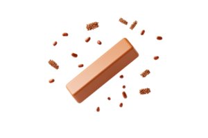 A rectangular bar surrounded by floating particles, showcasing a smooth surface and an appealing color. png